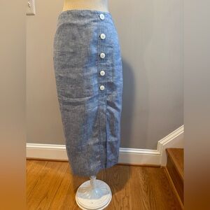 Chambray linen split skirt